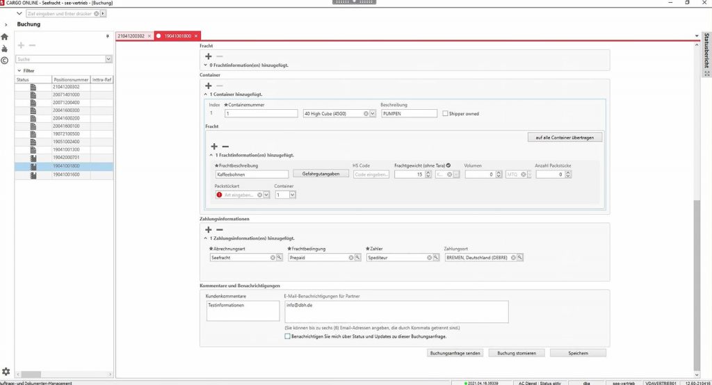 Inttra integration in Fiduz sea freight 1