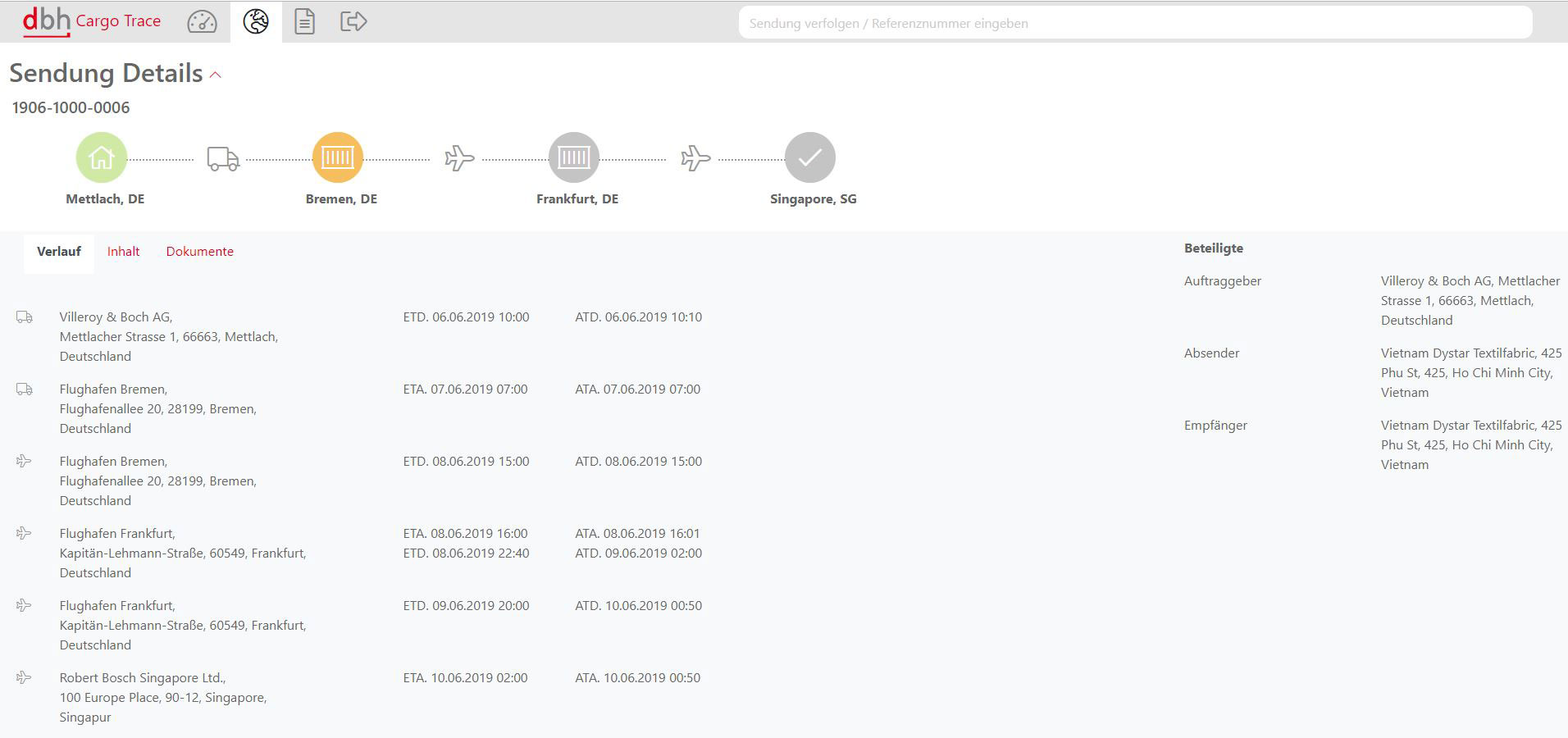 Cargo Trace Sendungsverfolgung