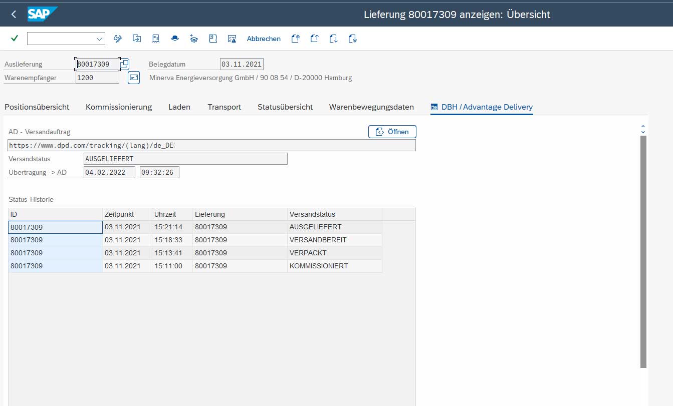 SAP Versand Plugin Screenshot: Übersicht Routenmapping